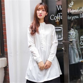 11.STREET Mandarin Collar Shirtdress