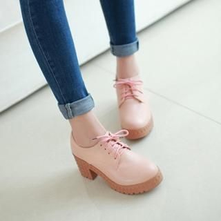 Colorful Shoes Lace-Up Chunky Heels