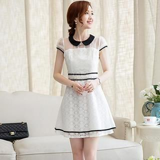 Romantica Short-Sleeve Lace Dress