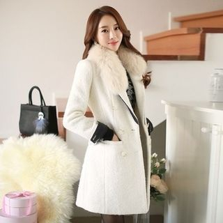 Styleonme Contrast-Trim Wool Blend Coat