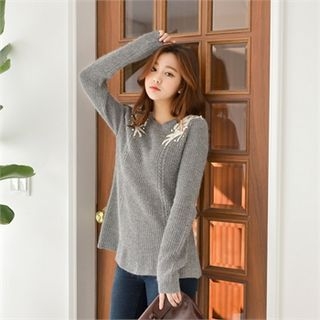 Styleberry Beaded Angora Wool Blend Sweater