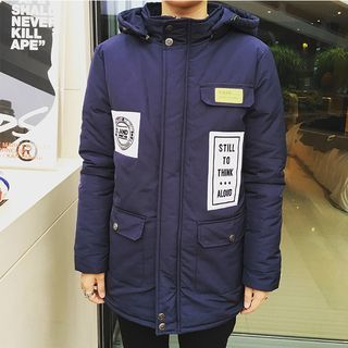 JUN.LEE Hooded Lettering Padded Jacket