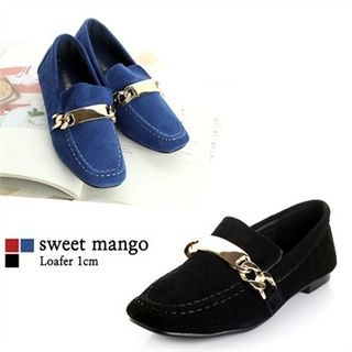 SWEET MANGO Metal-Detail Faux-Suede Loafers