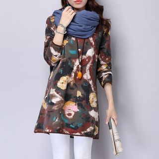 HanyuCODE Printed Long-Sleeve Dress