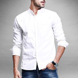 Quincy King Stand-collar Long-Sleeve Shirt