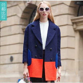 Sentubila Color Block Double-Breasted Coat