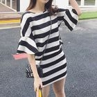 Set: Stripe Bell-Sleeve Top + Stripe Mini Skirt от YesStyle.com INT Set: Stripe Bell-Sleeve Top + Stripe Mini Skirt от YesStyle.com INT