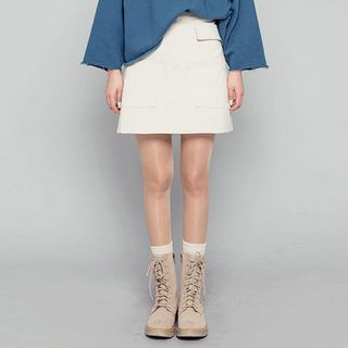chuu Flap-Pocket Mini Corduroy Skirt
