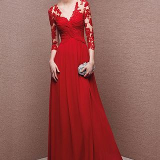 Shannair Lace Panel Evening Gown