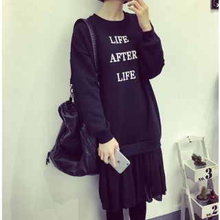 RUI Letter Chiffon Panel Pullover Dress