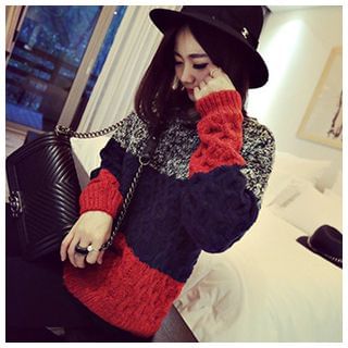 Ashlee Color Block Cable Knit Sweater