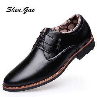 SHEN GAO Genuine-Leather Thermal Oxfords