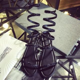 Yoflap Faux-Leather Crystal Sandals
