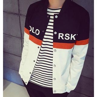 Fisen Color Block Lettering Baseball Jacket