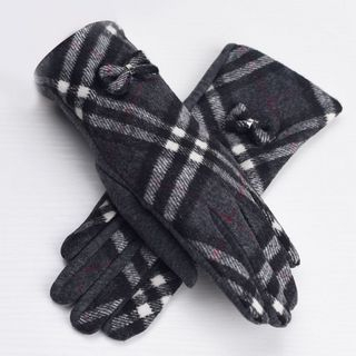 RGLT Scarves Bow-Accent Plaid Gloves