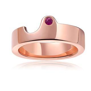MBLife.com Left Right Accessory - 925 Silver Plated Red Color Pink Sapphire Couple Ring (Female)