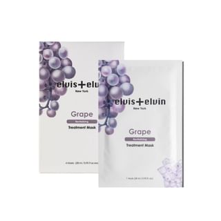 Elvis+Elvin - Grape Revitalizing Treatment Mask Set 28Ml X 4 Sheets