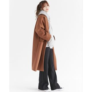 Someday, if Notched-Lapel Wool Blend Coat