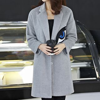 Coolvibe Notched-Lapel Snap-Button Printed Coat