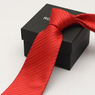 Romguest Striped Neck Tie (8cm) Red - One Size