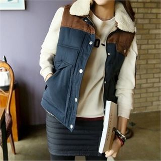 PIPPIN Color-Block Buttoned Padded Vest