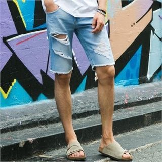 STYLEMAN Distressed Denim Shorts