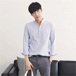 MITOSHOP Mandarin-Collar Tab-Sleeve Shirt