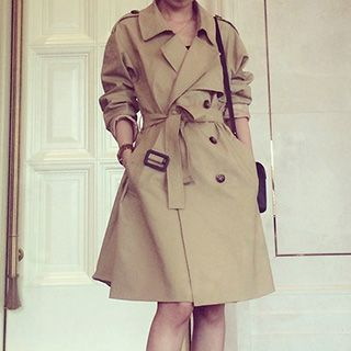 Fashion Street Double-Breasted Trench Coat