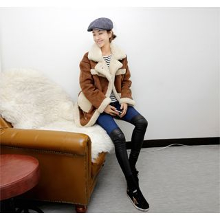 ssongbyssong Fleece-Lined Faux-Suede Jacket