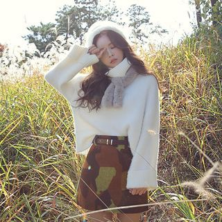 DABAGIRL Turtle-Neck Furry-Knit Sweater