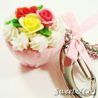 Sweet & Co. Pink XL Rose Cupcake Handbag Charm