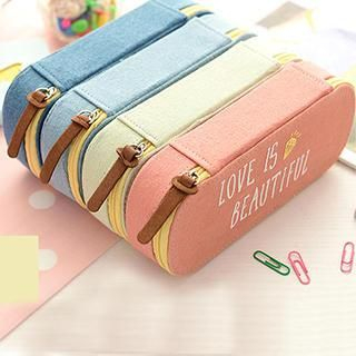 Good Living Lettering Denim Pencil Case