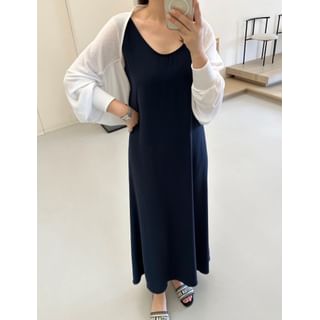 Sleeveless Plain A-Line Midi Dress
