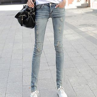 Hazie Distressed Slim-Fit Jeans