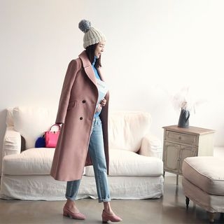 NANING9 Double-Breasted Wool Blend Coat