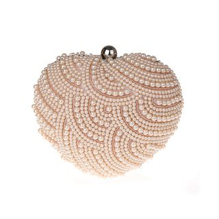 Glam Cham Heart Shape Beaded Clutch