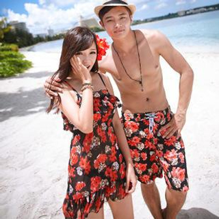 Sunset Hours Couple Floral Bikini / Swim Shorts