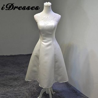 idresses Lace Panel Sleeveless A Line Bridesmaid Dress