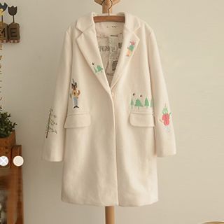 Angel Love Embroidered Long Coat