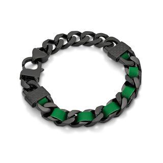 Kenny & co. Green Leather Screw IP Black Bracelet Green - One Size