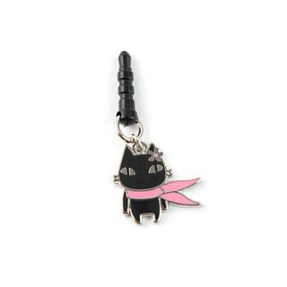 Scarf Black Cat Earphone Jack Plug Black - One Size