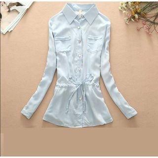 Clementine Long Sleeved Tie-waist Blouse