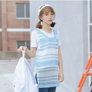 SUYISODA Stripe Sleeveless Knit Top