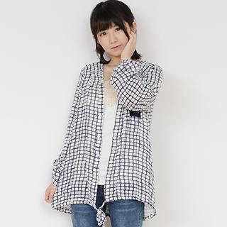 Moriville Cat Embroidered Check Hood Jacket