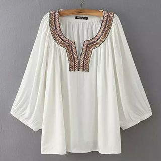 Chicsense 3/4-Sleeve Embroidered Blouse