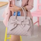 Bow-Accent Quilted Satchel