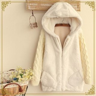 Fairyland Cable Knit Panel Hooded Jacket
