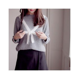 MASoeur Ribbon-Detail Angora Wool Blend Sweater
