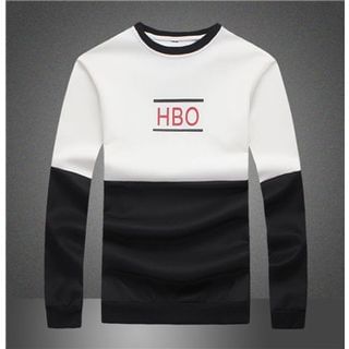 Alvicio Stitching Round Neck Long-Sleeved T-Shirt