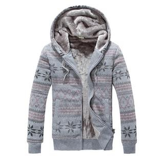 Free Shop Fleece-Lined Nordic Print Hoodie